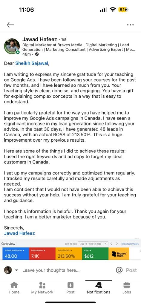 48 leads in Canada — 213% ROAS