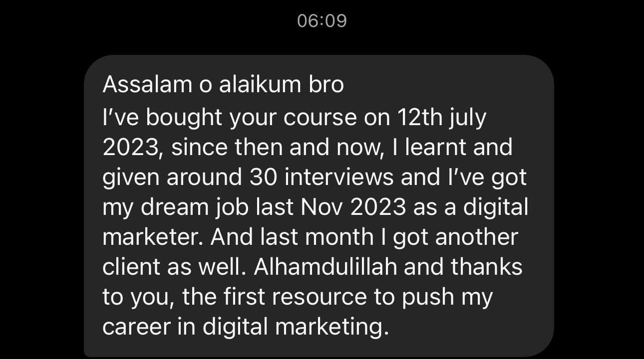 Dream digital marketer job — Nov 2023